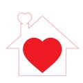 Red Heart House Logo, printable outline house templates Royalty Free Stock Photo