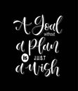 A goal without a plan is just a wish, hand lettering, motivational quotes Royalty Free Stock Photo