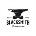 Blacksmith anvil retro hipster logo design.