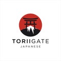 torii gate logo with fuji mountain japanese Royalty Free Stock Photo