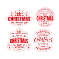 Collection of beautiful Merry Christmas greetings. Vector decoration set.