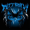 Blue butterfly lightning vector streetwear design