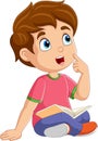 Cartoon little boy having a good idea Royalty Free Stock Photo