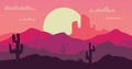 Nature background mountains red cactus rocks twilight