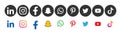 Set of popular social media logos icons Instagram Facebook Twitter Youtube WhatsApp pinterest linkedin element vector Royalty Free Stock Photo