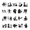 Set Of Biology Icon With Glyph Style