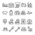 Set Of Farm Icon With Outline Style