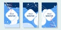 set of blue and white abstract backgrounds with winter theme Royalty Free Stock Photo