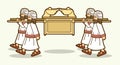 Group of Levi Carrying Ark of the Covenant Cartoon Graphic Vector.