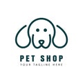 Dog logo in line art can be used for web logo, pet shop. Dog head vector illustration