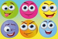 Different kind of face emotional circle with yellow circle illustration eggs faces Royalty Free Stock Photo