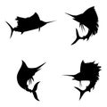 Vector silhouette of Sailfish and Marlin Fish, great to use as fishing activity Royalty Free Stock Photo