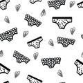 Seamless doodle panties pattern , women\'s health concept. Royalty Free Stock Photo