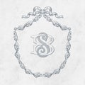 Vintage Monogram Wedding Wreath Monogram Logo Interlock - Sketched - monogrammed - SB initial two letter monogram Royalty Free Stock Photo