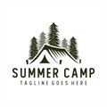 Vintage Wildlife Summer Camp Camping Logo