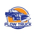 Plow truck vector badge design logo design