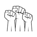 An illustration with three fists raised up Royalty Free Stock Photo