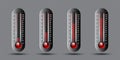 Temperature weather thermometer set with celsius and fahrenheit scale. Vector Illustration