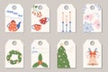 holiday tags on gift boxes, suitcases, gifts, address labels