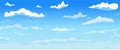 Cartoon sky vector day landscape anime style clouds, background design. Royalty Free Stock Photo