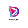 Letter D Initial Play Logo Design Vector Icon Graphic Emblem Illustration