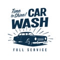 Vintage style clip art inspired by mid-century illustrations - Car Wash Full Service Time to Shine!