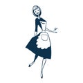 Vintage style clip art inspired by mid-century illustrations - Dancing Happy Maid.