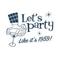 Vintage style clip art inspired by mid-century illustrations - Let`s party like it`s 1959!