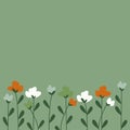 Tulip flower background illustration with abstract orange flowers, leaves and green plants. Royalty Free Stock Photo