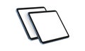 Two Blue Tablet Mockups With Blank Screens, Perspective Side View