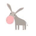 Print. Cute donkey. Little donkey. Funny cartoon animal. Farm animal. Donkey simple illustration