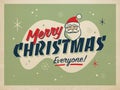 Vintage Style Illustration of a Christmas Greeting Postcard with Santa Claus face. Royalty Free Stock Photo