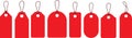 Set of sale tags and labels. Price tag collection. Vector hanging red sales tags with optional transparent. Paper labels set. Spec