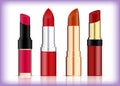 Set of realistic lipstic mockup isolated or various color woman cosmetic concept. eps vector.