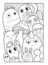 Cute Doodle Monster Line Black and White Part 2 Royalty Free Stock Photo