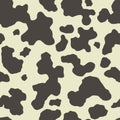 Animal cartoon skin texture. Cow print in brown spotted, seamless pattern. Vector background Royalty Free Stock Photo