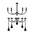 Furniture chandelier, floor and table lamp in flat cartoon style. A set of lamps on a white background Royalty Free Stock Photo