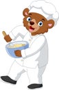 Cartoon bear chef stirring the dough