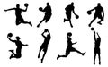 Basketball players vector silhouettes Royalty Free Stock Photo