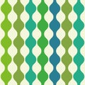 Mid century modern ogee ovals seamless pattern in lime green, mint green , teal , forest green and blue .