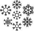 Set Snowflake winter vector icons. Collection Snow falling symbol. Ice flack sign. Group Winter element.