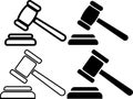 Group of gavel icons. Judge gavels collection flat icon. Set of Auction hammer icon. Gavel icon outline. Royalty Free Stock Photo