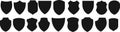 Shield icon set in black . Protect shield security . Badge quality symbol, sign, logo