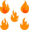 Set of Fire icons in flat style. Group Concept flame, Collection Fire icon Royalty Free Stock Photo