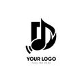 Initial D Music Note Logo Design Icon Vector Graphic Illustration