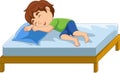 Cartoon little boy sleeping in bed Royalty Free Stock Photo