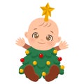 Cute baby wearing Christmas tree costume