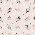 Tender winter pattern with red berries