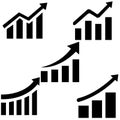 Growth icons. Profit growing icons set. Growing graph symbol. Arrow graph. Group bar chart. Finance increase progress Royalty Free Stock Photo