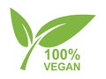 100% vegan sign on white